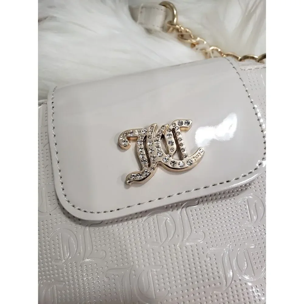 NWT JUICY COUTURE‎ LIVE LAUGH CROSSBODY BAG Ivory Gold Off White y2k glam